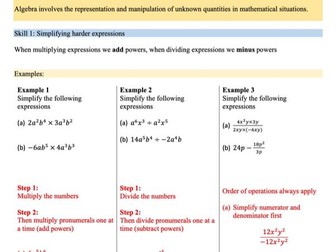 Algebraic techniques - level 3 - learn at home