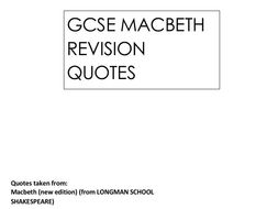 GCSE English Macbeth Quote Bank | Teaching Resources