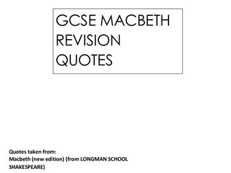 GCSE English Macbeth Quote Bank