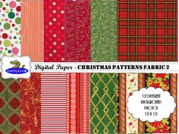 Christmas Patterns 2 Fabric Photo Backgrounds - Digital Paper - Assorted