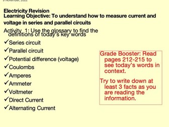 Electricity Revision  - GCSE Physics Lesson PowerPoint (EDEXCEL)
