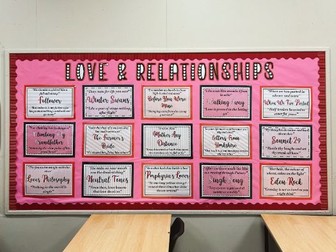 AQA Love & Relationships poetry display