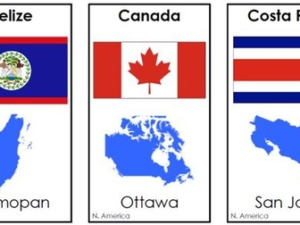 North America Flashcards - flag, shape, capital