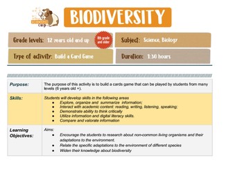 Biodiversity Cards Game (Build your own game!)