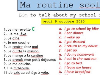 GCSE FRENCH STUDIO - Ma routine scolaire