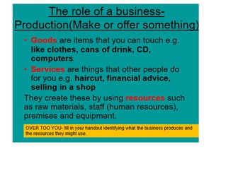 Edexcel GCSE Business 9-1   1.1 Business activity -purpose of business enterprise and Customer Needs