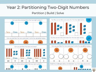 Year 2 Place Value: Partitioning 2-Digit Numbers – Differentiated Worksheets with Dienes