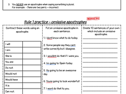 Apostrophes worksheet | Teaching Resources