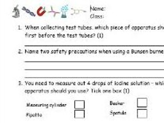 Lab Apparatus Worksheet