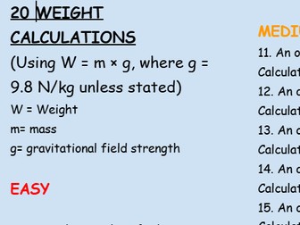 Weight calculations