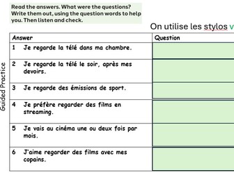 New French AQA Higher GCSE Module 1  Unit 3 Qu'est-ce que tu regardes?