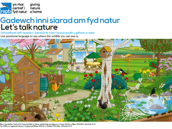 Welsh bilingual Let's Talk Nature with scenes to start conversations and develop vocabulary.