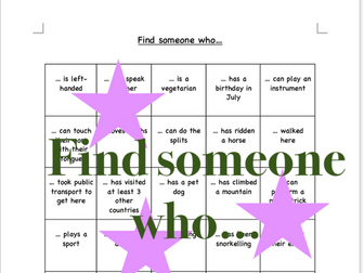 Bingo icebreaker activity - Find someone who...