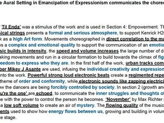 GCSE Dance: Emancipation of Expressionism 6 mark Exemplars
