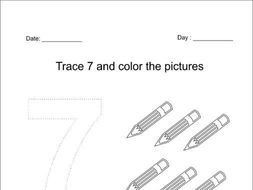 Trace and color the number 7