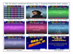 Conditional Sentences Type 3 Jeopardy Powerpoint Game Teaching