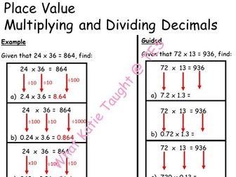 Place Value: Multiply & Divide Decimals - Scaffolded Worksheet