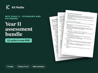 MYP Year 11 maths assessment bundle: 12 units, criteria A-D