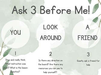 3 Before Me Poster - Classroom Management