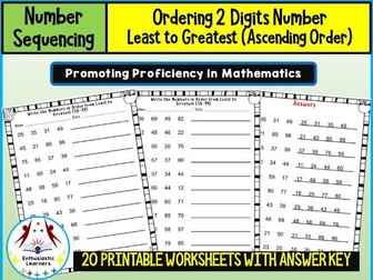 Ordering 2-Digit Numbers – Least to Greatest (Ascending Order) Worksheets