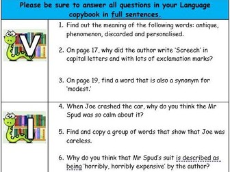 Billionaire Boy VIPERS Term Lesson Pack