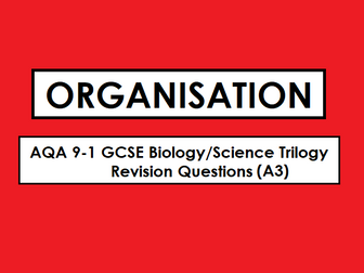 AQA Biology GCSE 9-1 Revision Mat: ORGANISATION