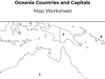 Oceania Countries and Capitals Map Worksheet
