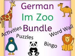 German Zoo Animals Im Zoo Bundle - Activities, Puzzles, Word Wall, Bingo