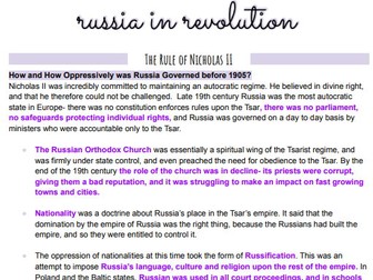 Russia in Revolution 1894-1924 Theme 1: The Rule of Nicholas II