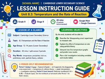Unit 8.3: Temperature and the Rate of Reaction – Teacher Guide + Std Workbook (Cambridge Stage 9)