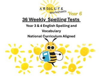KS2 Year 6 - 36 Weekly Spelling Vocabulary Tests NC - Tests