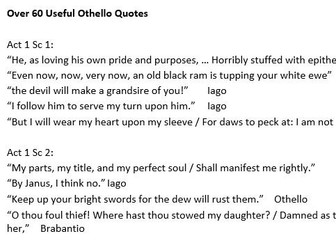 Othello - over 60 useful quotes from the play