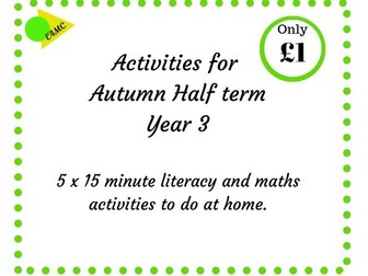 Autumn Half Term Activities for Year 3