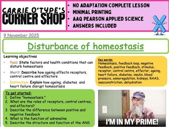 Disturbance of homeostasis - AAQ Pearson Applied Science