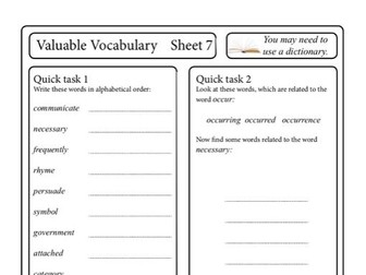 Valuable Vocabulary 7, great spelling practice