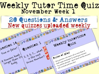 Weekly tutor time quiz - November 1