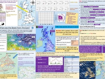 Geography KS3 Weather and Climate of the UK. Full SoW - 9 lessons + Assessment. Storms, floods, rain