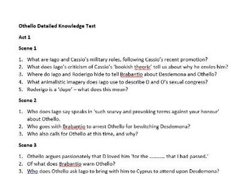 Othello A Level Detailed Plot Knowledge Test