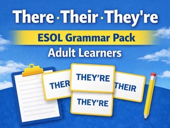 There Their They’re ESOL Grammar Pack | Adult E2 E3 Worksheets, Flashcards & Answers