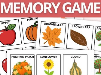 Fall Memory & Matching Game Memory Receptive ID Preschool Kindergarten