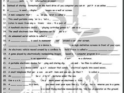 Technology and Gadgets 1 Page BW Worksheet
