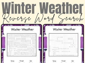 Winter Weather - Reverse Word Search No Prep Printable Activity Worksheet