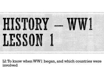 LKS2 WW1 unit of work - 7 lessons