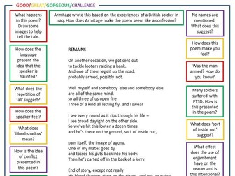 GCSE English Poetry REMAINS worksheet