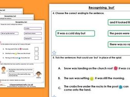 Grammar Year 1 Recognising But Spring Block 1 Homework Extension