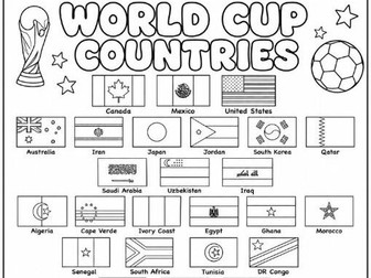 Football Soccer World Cup 2026 Participating Countries Flags Coloring Page