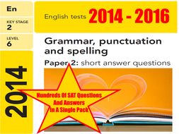 Year 6 SPAG Revision Pack! Hundreds of questions from the 2016, 2015 and 2014 papers