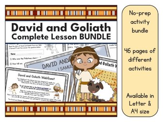 David & Goliath BUNDLE (Puzzles/Coloring Pages/Activities/Posters/WebQuest)