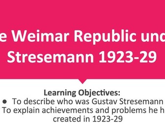 Weimar Republic under Stresemann teaching pack