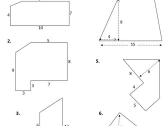 Area of compound shapes (rectangles and triangles) worksheet year 5 / year 6